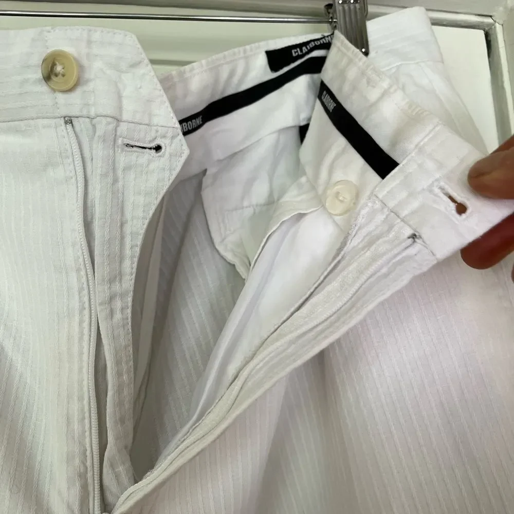 Claiborne White Pants, Side Pockets, Size 38/30